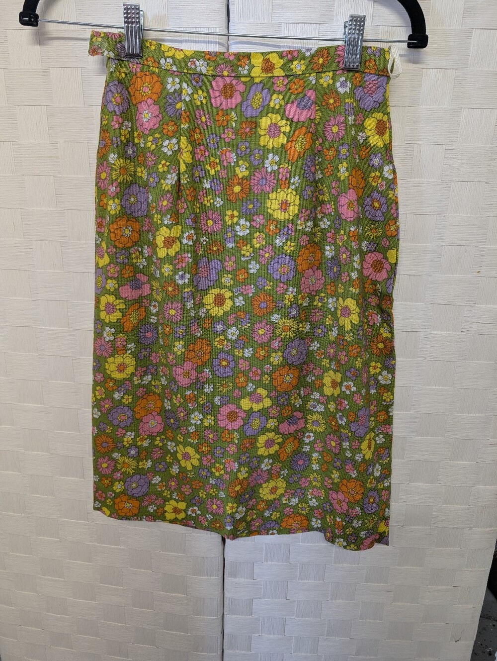 Vintage Suit 1960s Fabric Floral Green Patterned Mint Condition - Picture 7 of 7